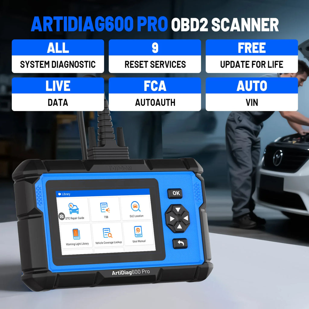 AD600PRO OBD2 Scanner Professional Car Diagnostic Tool Full System Code Reader 9 Reset Service Oil/Sas/Abs Lifetime Free