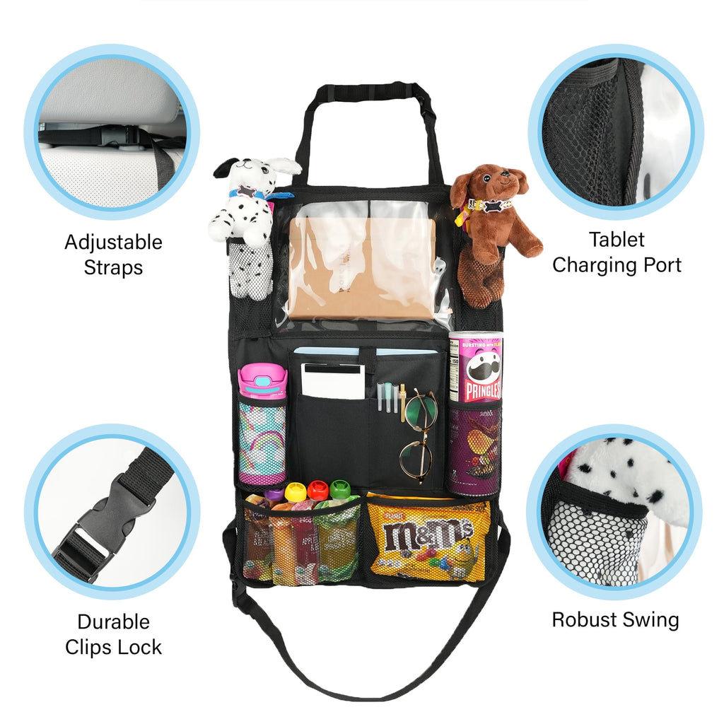2X  Car Back Seat Organizer 9 Pocket Auto Storage Kick Mat Ipad Holder