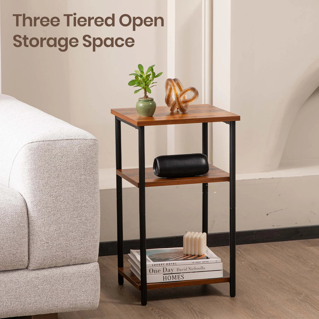 2/3-Tier End Table Side Tables with Adjustable Feet Small Nightstand Steel Frame Space-Saving for Bedroom Living Room Office