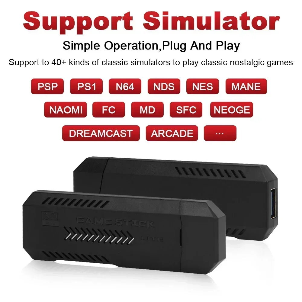 X2 plus Game Stick 4K HD 2.4G Retro Video Game Console Wireless Controller TV 50 Emulator for PS1/N64/DC 128G Games