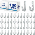 100 Pcs Heavy Duty J-Hook Cable Supports, Galvanized Steel Wall Hooks