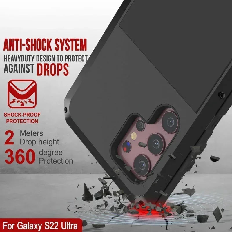 Case for Samsung S26 S25 S24 Ultra plus Note 20 Ultra Case Heavy Duty Protection Doom Armor Metal Aluminum Phone Luxury Cover