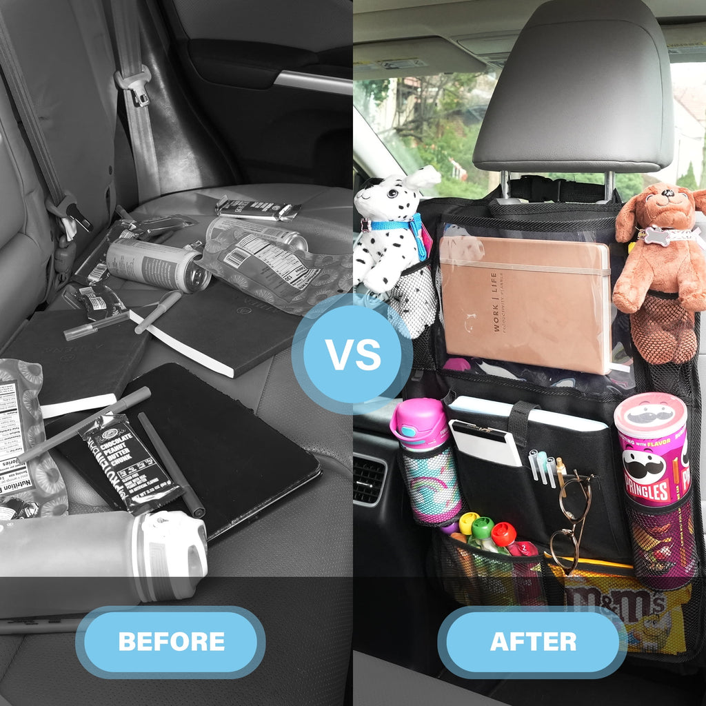 2X  Car Back Seat Organizer 9 Pocket Auto Storage Kick Mat Ipad Holder