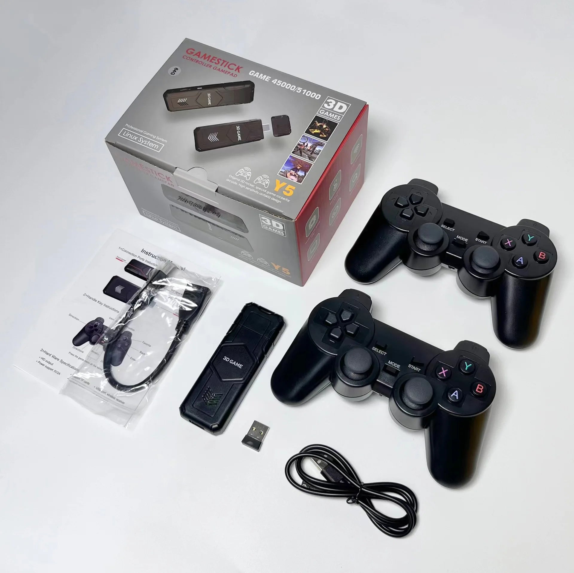 Y5 Retro TV Game Stick 2.4G Wireless Controller 4K HD Video Game Console Support Multiplayer PS1 Family Portable