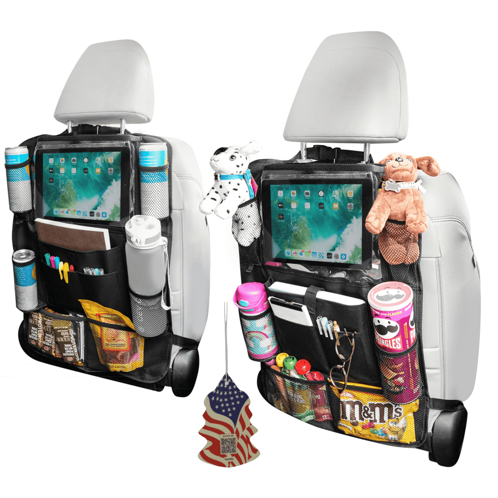 2X  Car Back Seat Organizer 9 Pocket Auto Storage Kick Mat Ipad Holder