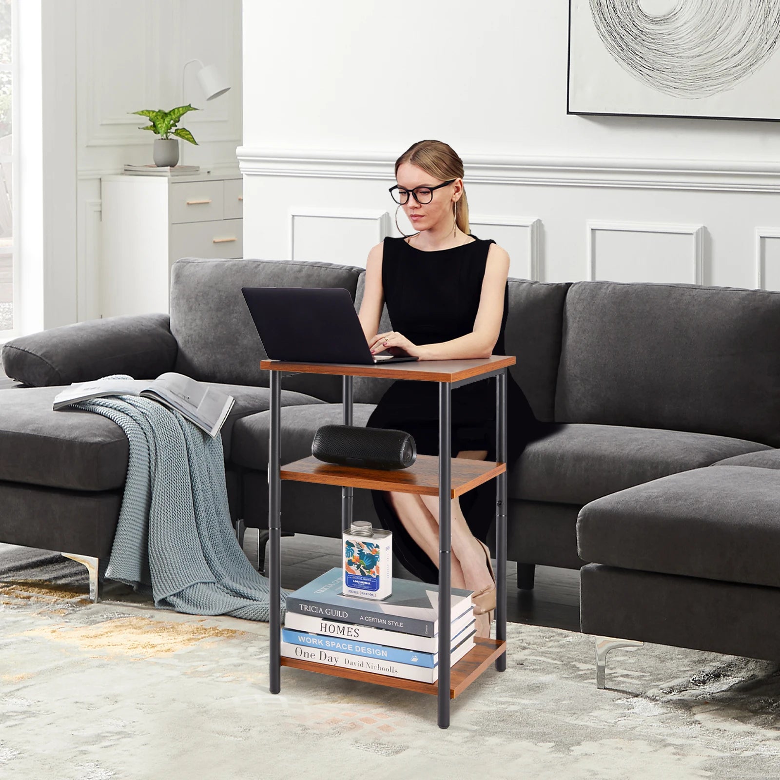 2/3-Tier End Table Side Tables with Adjustable Feet Small Nightstand Steel Frame Space-Saving for Bedroom Living Room Office