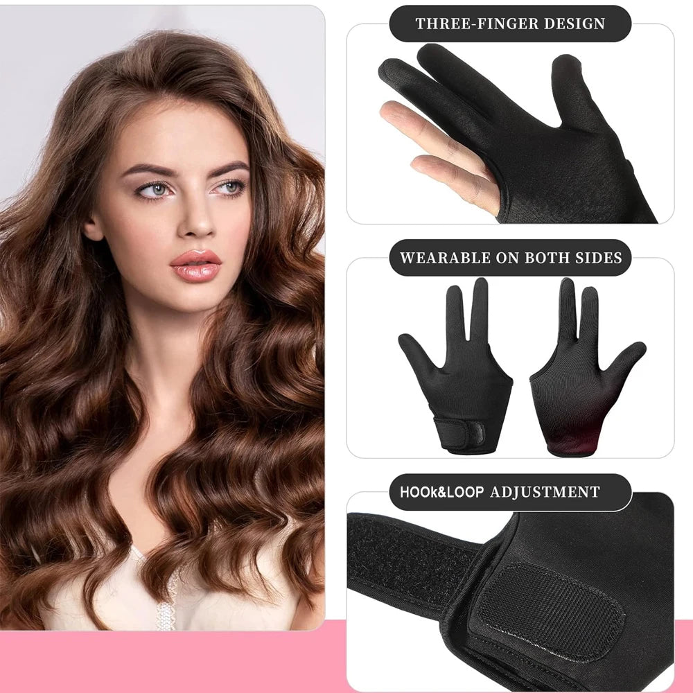 1Pcs Heat Resistant Gloves for Hair Styling Curling Wand Glove 3 Finger Barber Glove Reusable Hair Dye Heat Protector Gloves