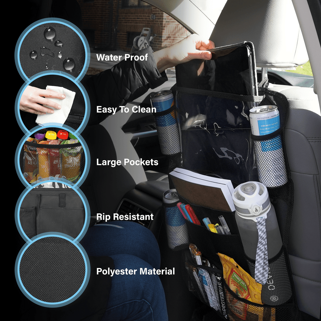2X  Car Back Seat Organizer 9 Pocket Auto Storage Kick Mat Ipad Holder
