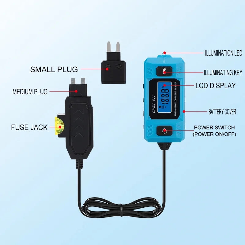 Automotive Fuse Current Tester CNBJ-611 Car Leakage Analyzer Fault Tester Automotive Fuse Current Testing Tool LCD Display