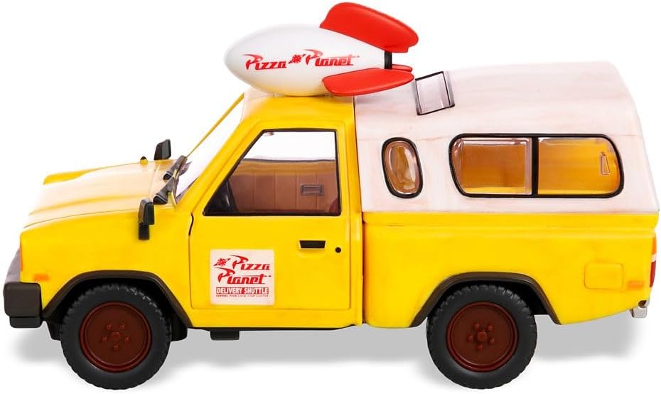 Official Pizza Planet Truck with Lights & Sounds - Toy Story Action Figures Set Includes Woody & Buzz Lightyear, Movable Parts, Light up Features & Vehicle Sounds
