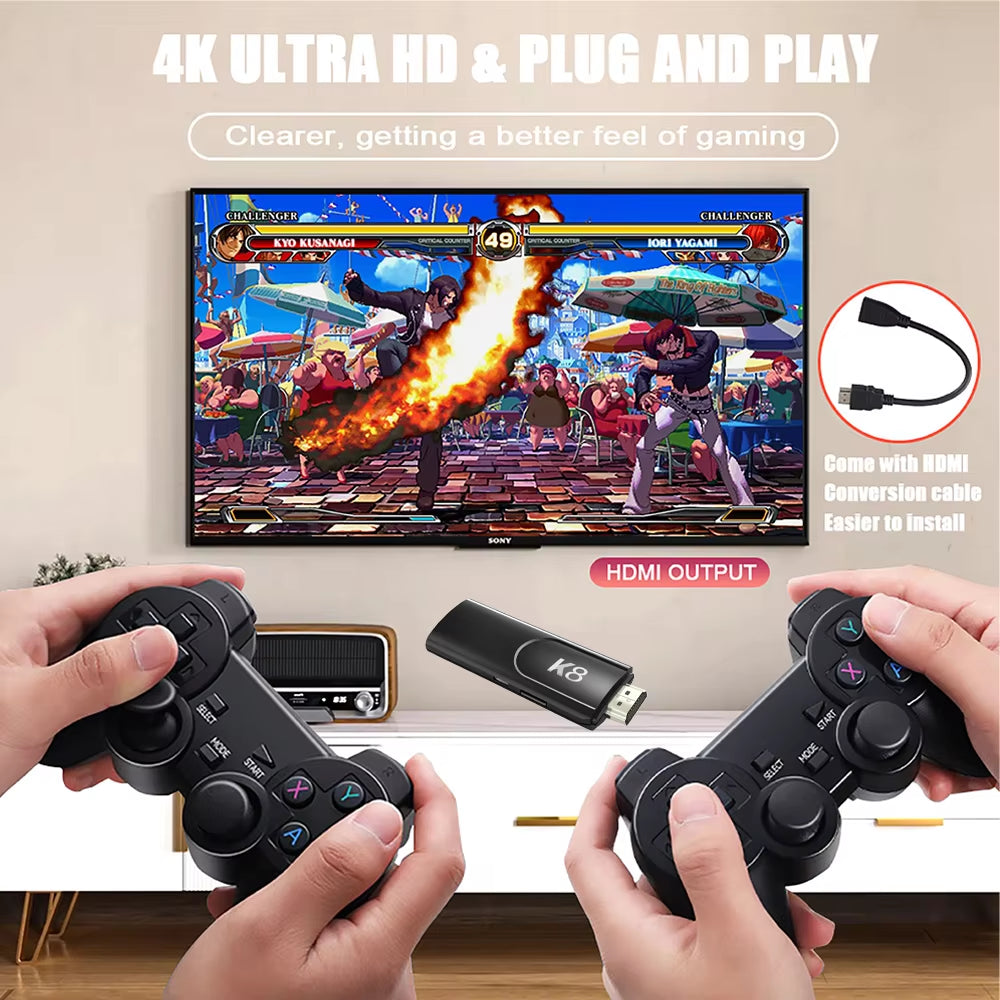 USA STOCK K8 Game Stick 40000+ Classic Games HD Output Gaming Player 2.4Ghz Wireless Controller Retro Home Video Game Console