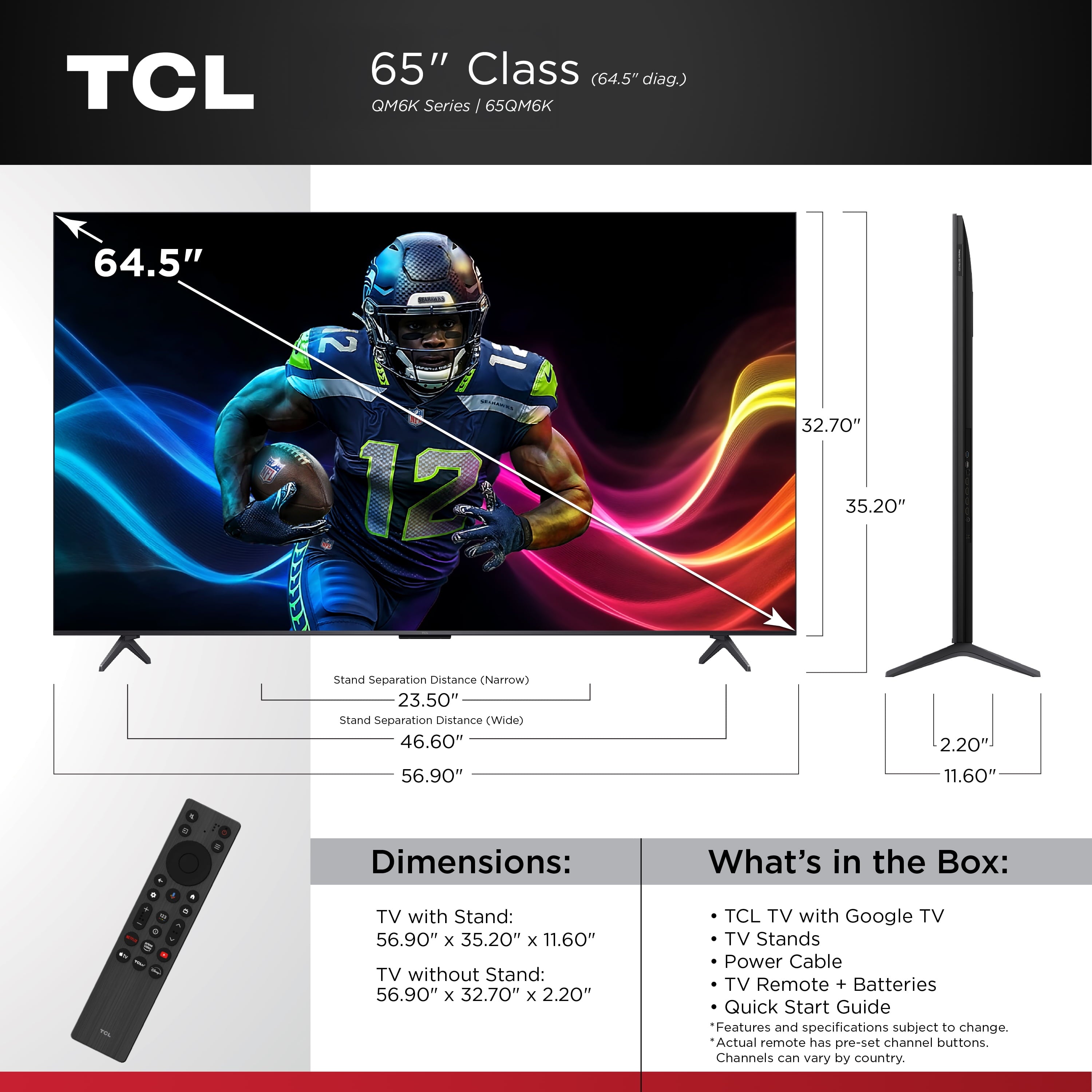65" Class QM6K Series Qd-Mini LED QLED 4K UHD HDR Smart Google TV (NEW 2025) - 144Hz, Dolby Atmos Onkyo Audio, Halo Control System - 65QM6K