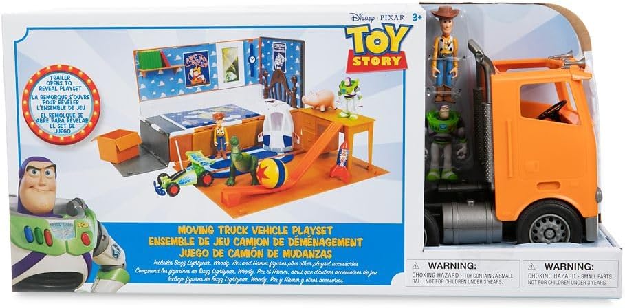 Official Toy Story Moving Truck Vehicle Play Set - Eggman Movers Truck with Trailer, Andy'S Room, Woody, Buzz Lightyear, Rex, RC, & Hamm plus Accessories