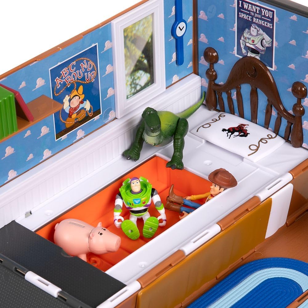 Official Toy Story Moving Truck Vehicle Play Set - Eggman Movers Truck with Trailer, Andy'S Room, Woody, Buzz Lightyear, Rex, RC, & Hamm plus Accessories