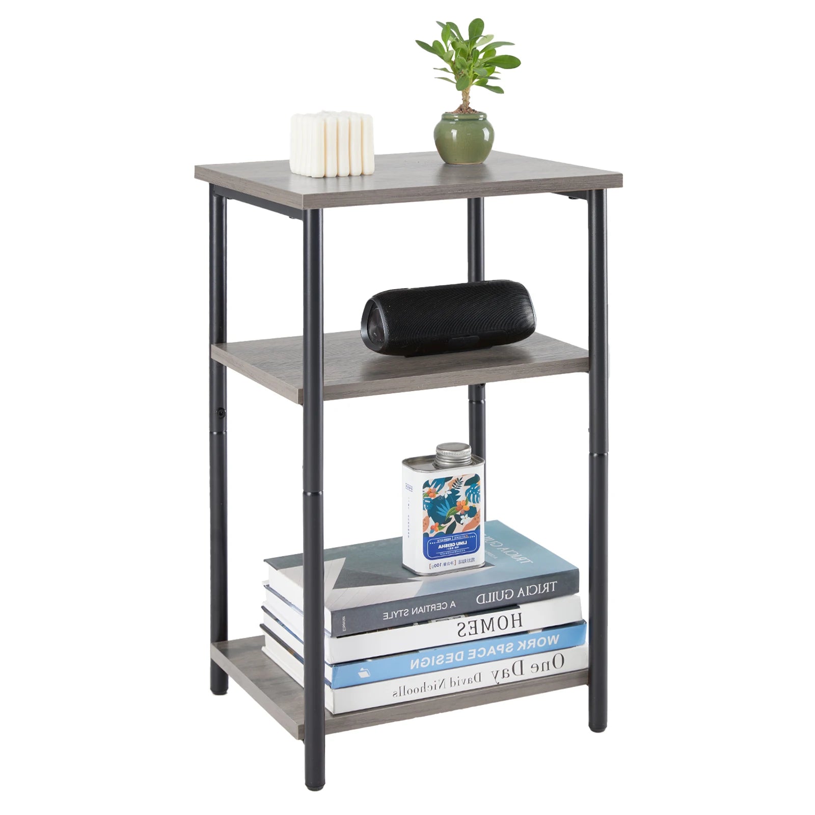 2/3-Tier End Table Side Tables with Adjustable Feet Small Nightstand Steel Frame Space-Saving for Bedroom Living Room Office