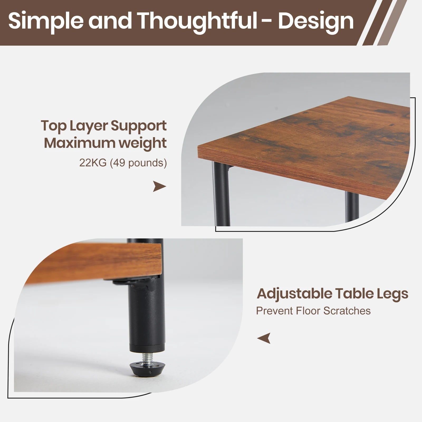 2/3-Tier End Table Side Tables with Adjustable Feet Small Nightstand Steel Frame Space-Saving for Bedroom Living Room Office