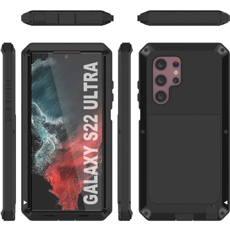 Case for Samsung S26 S25 S24 Ultra plus Note 20 Ultra Case Heavy Duty Protection Doom Armor Metal Aluminum Phone Luxury Cover