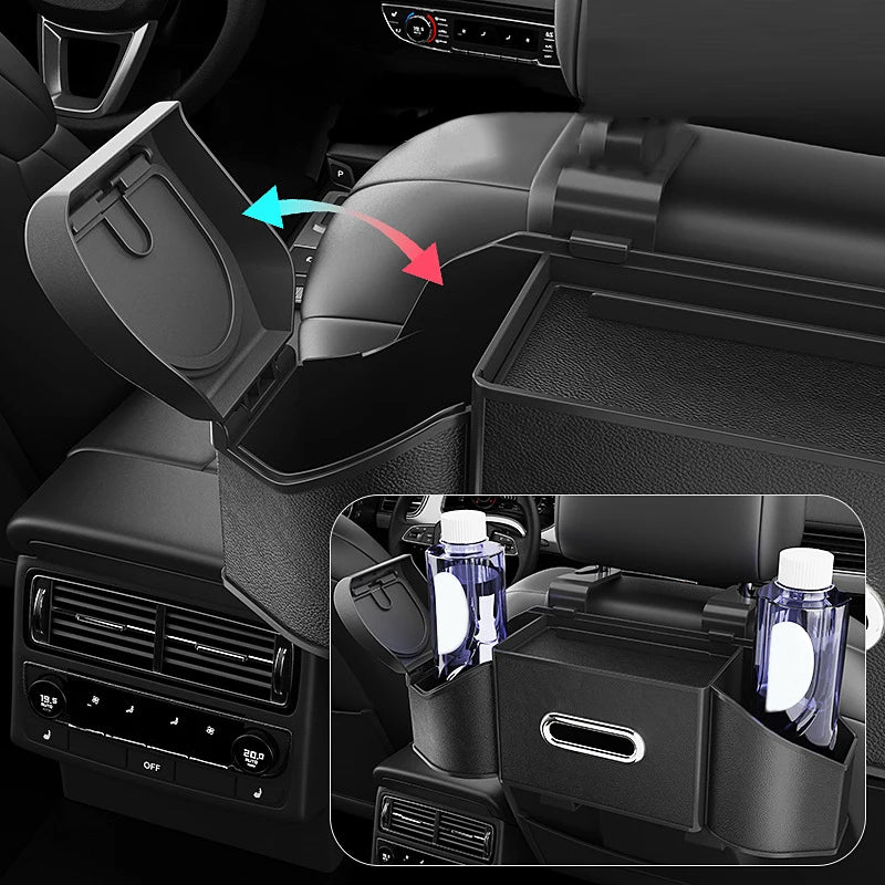Car Back Seat Organizer Multifunctional Car Storage Box Universal Cup Holder/Trash Bin/Tissue Holder/Phone Mount/Hooks