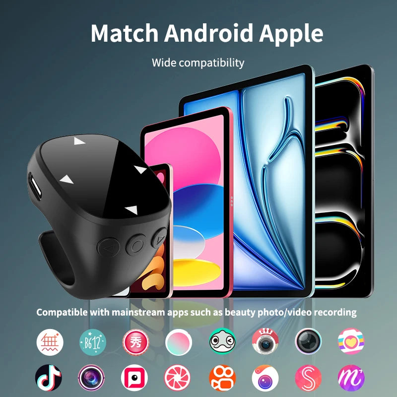 JX-13 Smart Fingertip Ring Mouse Remote Control Wireless Bluetooth Mobile Selfie Mice Video Automatic Page Turner Browsing Gift