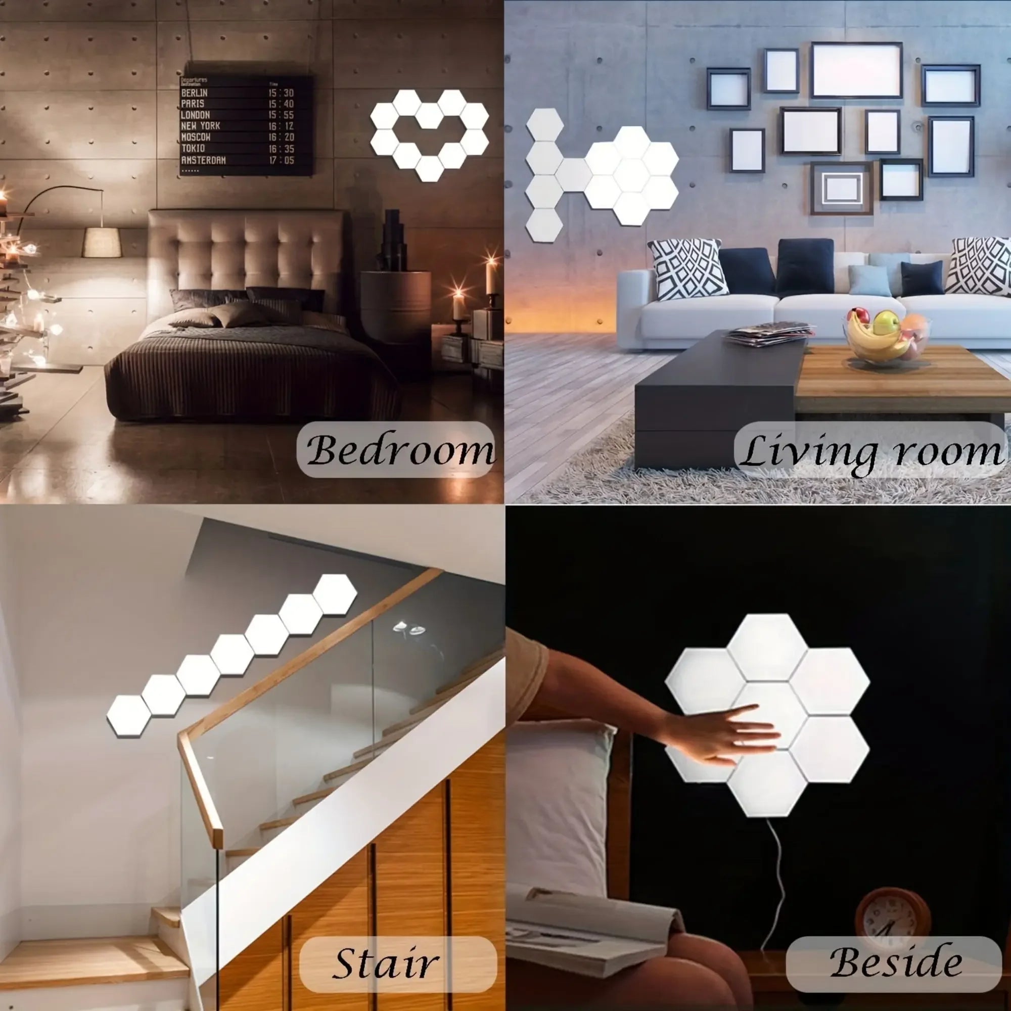 1Pc Hexagonal Touch LED Wall Light, Neutral White Light, Night Light Touch, Convenient to Use, Energy-Saving, 6-Pack