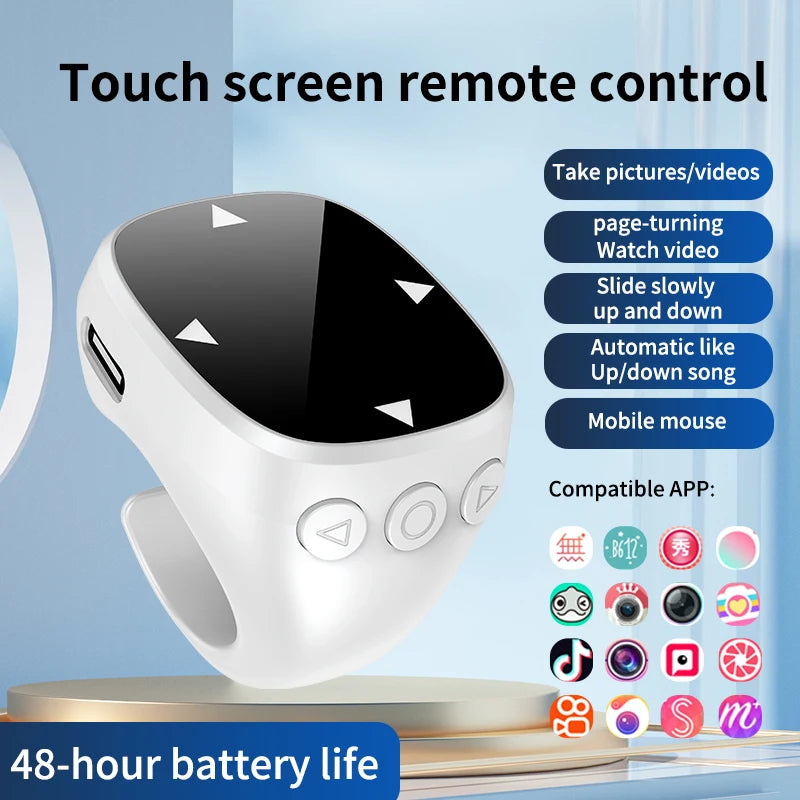 JX-13 Smart Fingertip Ring Mouse Remote Control Wireless Bluetooth Mobile Selfie Mice Video Automatic Page Turner Browsing Gift
