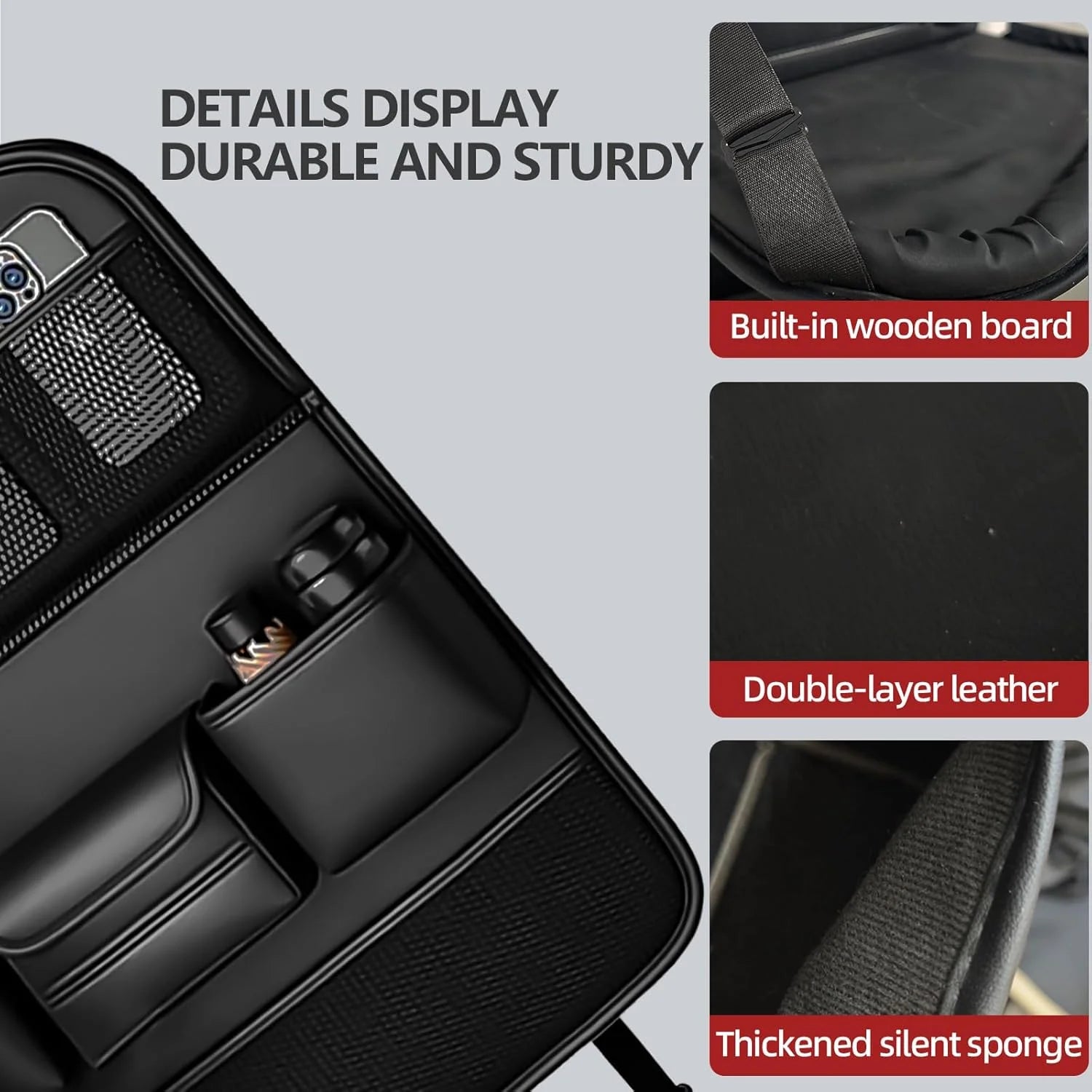 Car Seat Back Storage Bag 6-Pocket with Foldable Table Seat Back Protectors Waterproof Anti-Kick Pad for Car Essentials