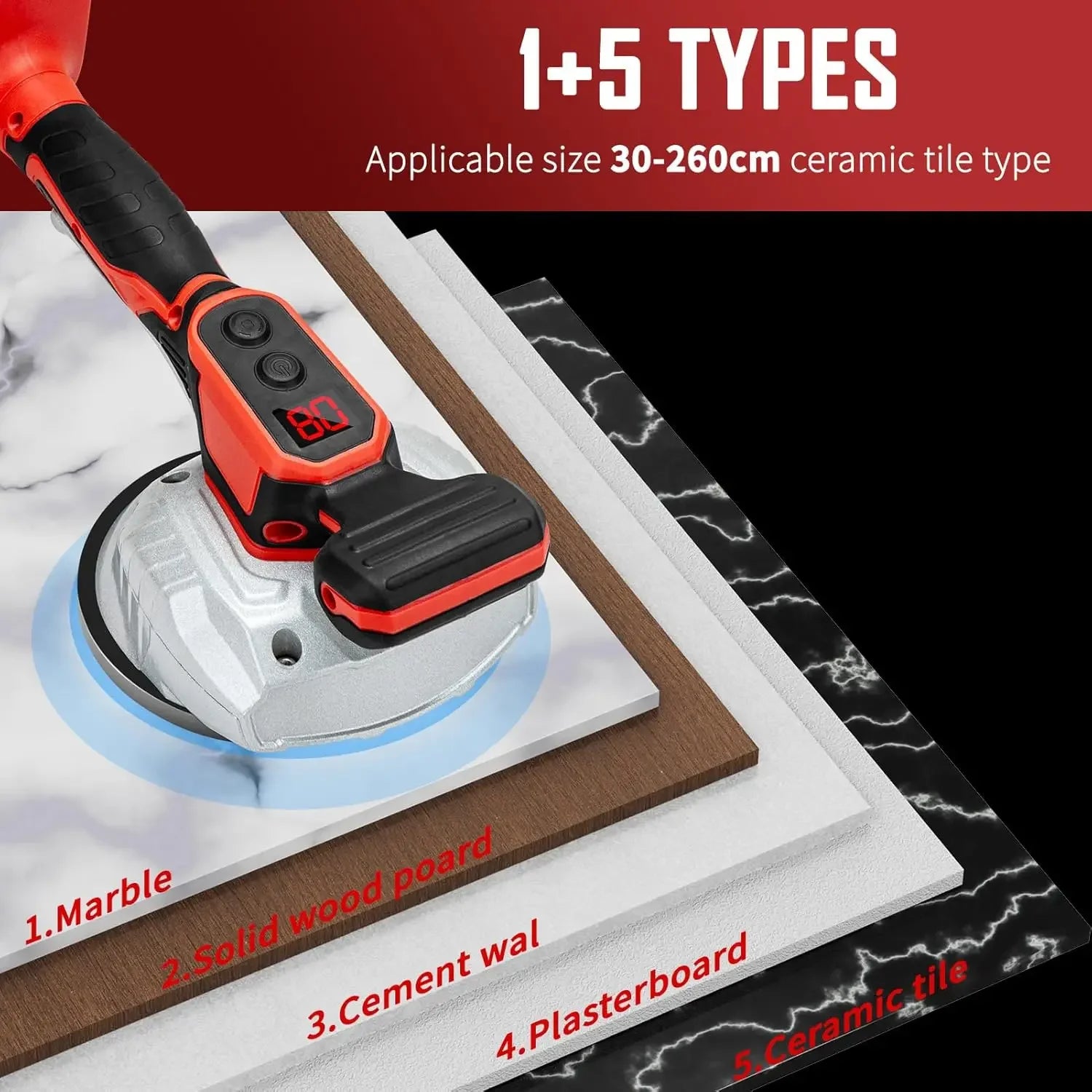 8 Speed Tile Vibration Leveling Machine Cordless Tile Installation Tool for Floor Tile Wall for Milwaukee 18V Battery Pin