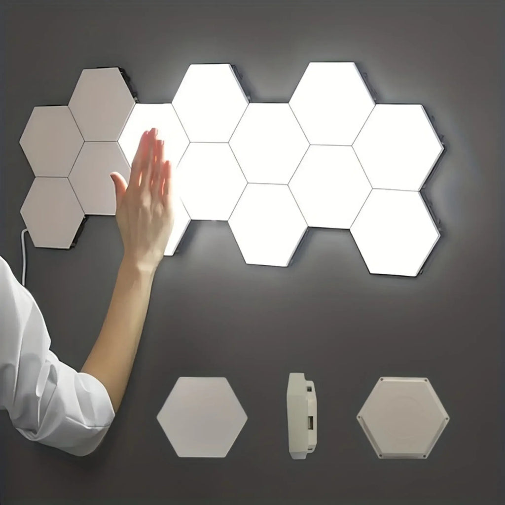 1Pc Hexagonal Touch LED Wall Light, Neutral White Light, Night Light Touch, Convenient to Use, Energy-Saving, 6-Pack