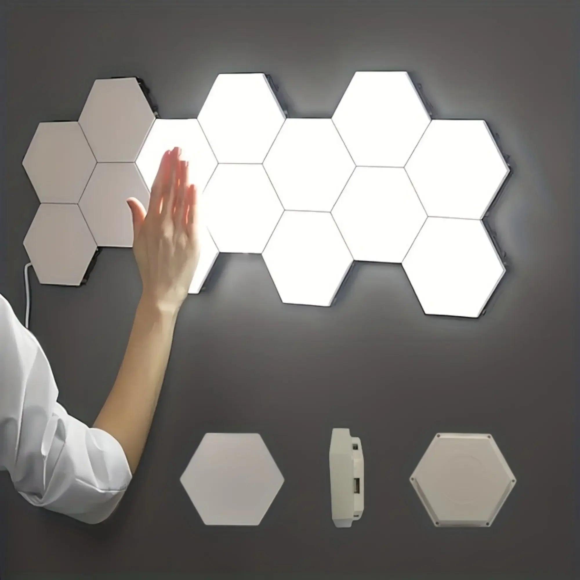 1Pc Hexagonal Touch LED Wall Light, Neutral White Light, Night Light Touch, Convenient to Use, Energy-Saving, 6-Pack
