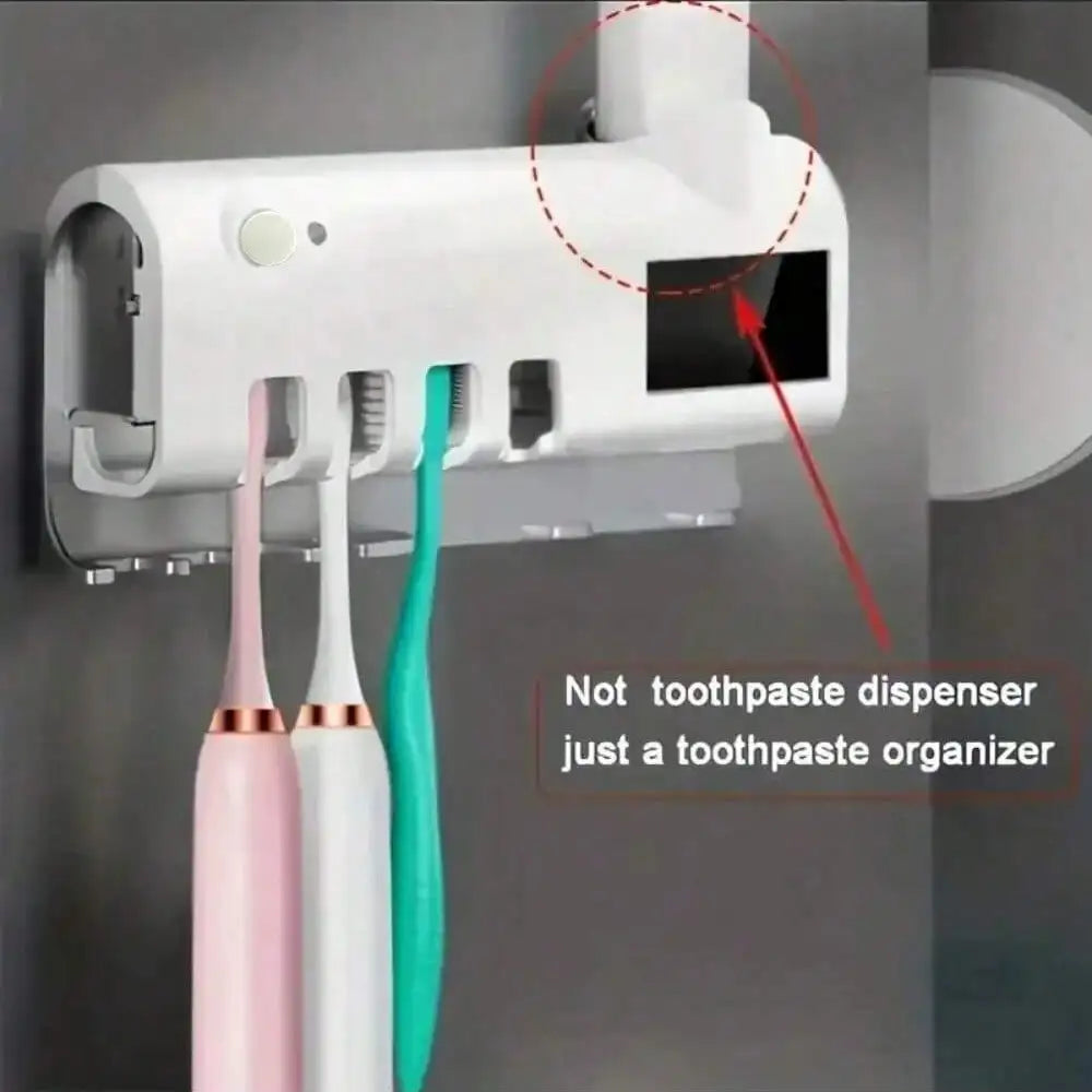 2026 Wall-Mounted Smart Toothbrush Sanitizer,Uv-Free, Solar Powered Cleaner with Automatic Toothpaste Dispenser Rechargeable