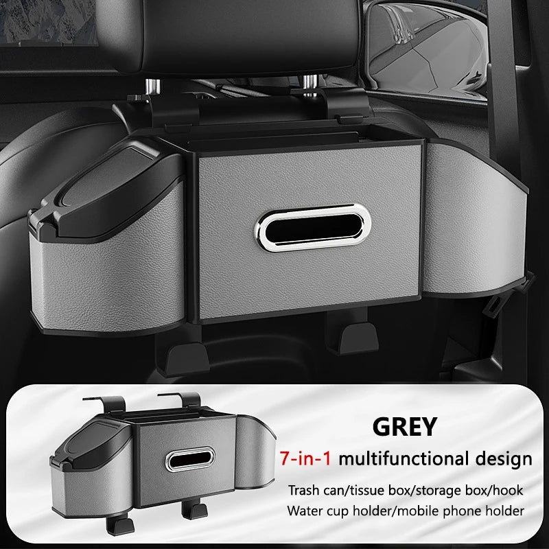 Car Back Seat Organizer Multifunctional Car Storage Box Universal Cup Holder/Trash Bin/Tissue Holder/Phone Mount/Hooks
