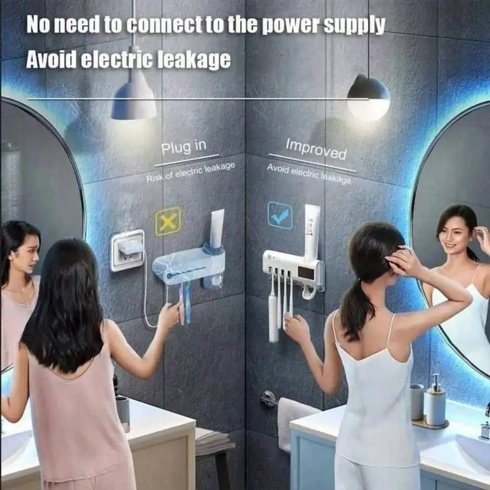 2026 Wall-Mounted Smart Toothbrush Sanitizer,Uv-Free, Solar Powered Cleaner with Automatic Toothpaste Dispenser Rechargeable