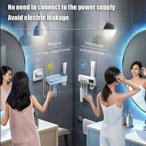 2026 Wall-Mounted Smart Toothbrush Sanitizer,Uv-Free, Solar Powered Cleaner with Automatic Toothpaste Dispenser Rechargeable