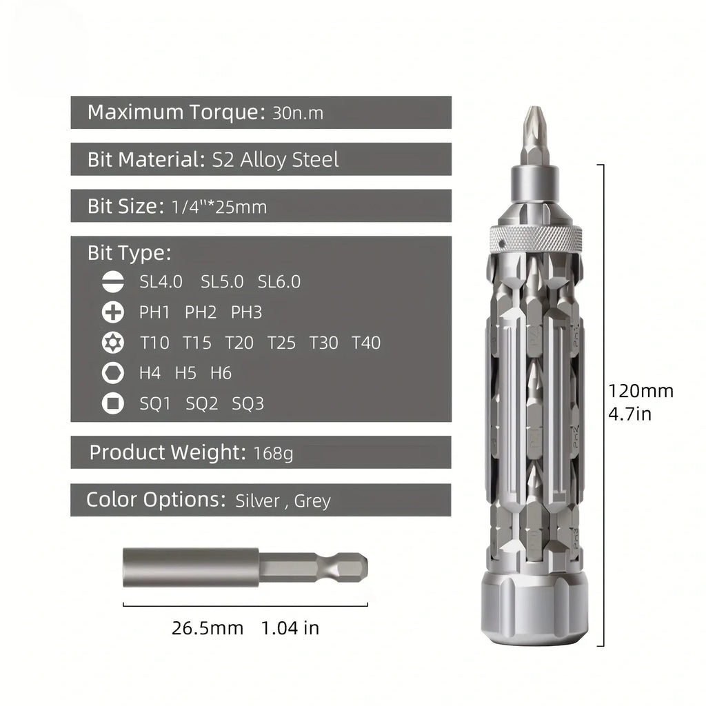 S1 EDC Multi-Function Screwdriver Set with Magnetic Torx Phillips Hex Drill Bit Portable Repair Tool for Outdoor Home