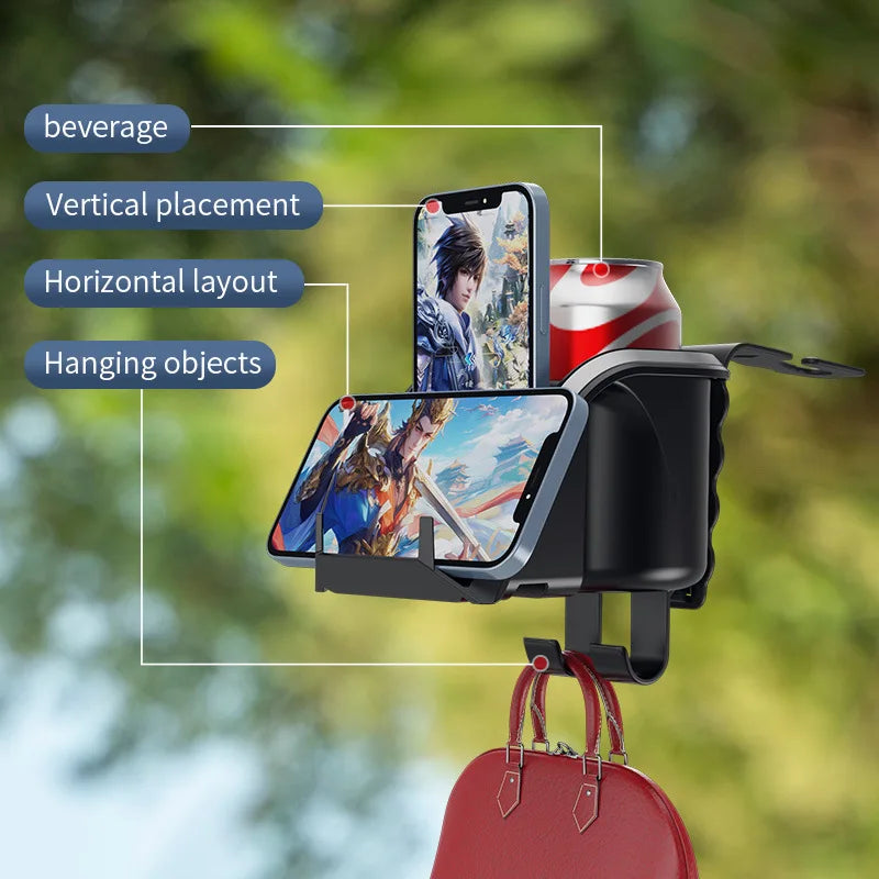 Car Seat Back Water Cup Holder Multi-Functional Hook Car Beverage Fixed Frame Car Seat Phone Holder Car Seat Storage Holder