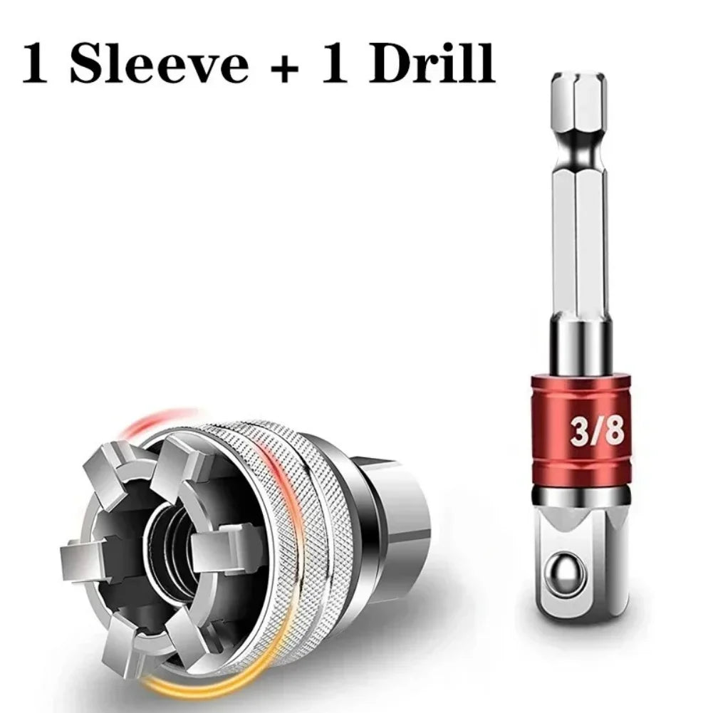 Adjustable Socket 3/8-3/4'' Universal Electric Wrench Sleeve Converter 10-19Mm Socket Multifunctional Maintenance Drive Tool