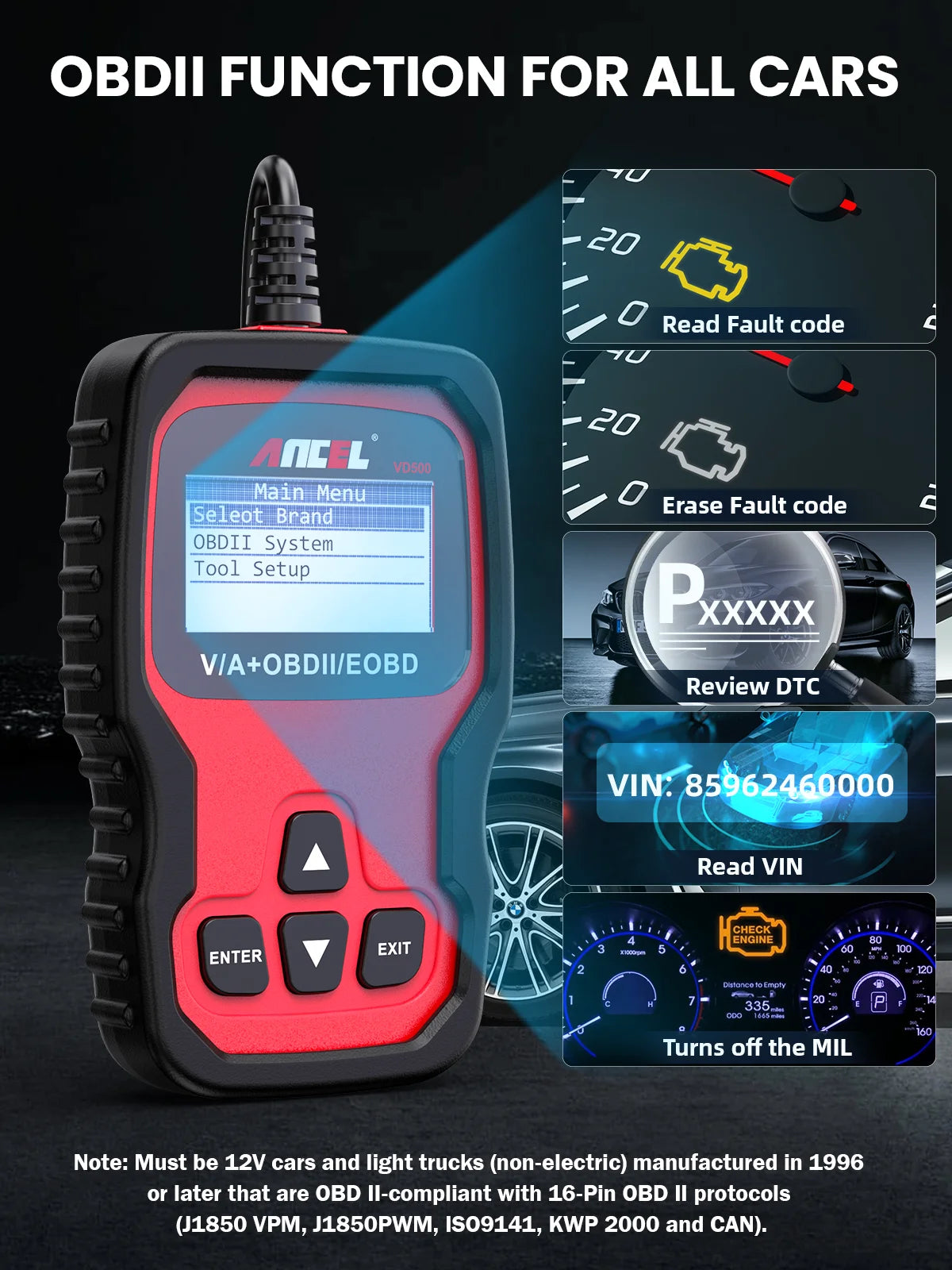 VD500 OBD2 Scanner Full System Scan ABS Oil EPB Reset OBD 2 Diagnostic Automotive Scanner Tool Car Diagnostic Tool for VW