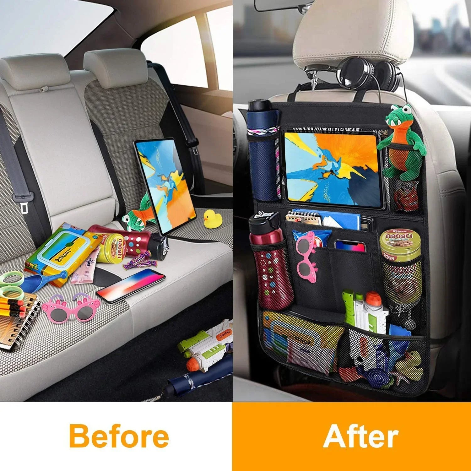 1Pc-Multi-Pocket Car Seat Organizer - Waterproof, Durable Material-Perfect for Road Trips and Daily Use-Great Gift for Holidays