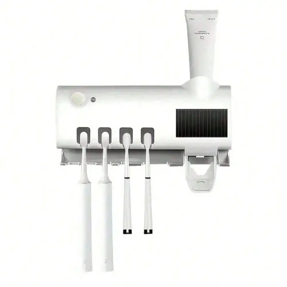 2026 Wall-Mounted Smart Toothbrush Sanitizer,Uv-Free, Solar Powered Cleaner with Automatic Toothpaste Dispenser Rechargeable