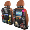 Backseat Car Organizer, Kick Mats Back Seat Protector with Touch Screen Tablet Holder, Back Seat Organizer for Kids, Travel Accessories with 9 Storage Pockets 2 Pack (Black)