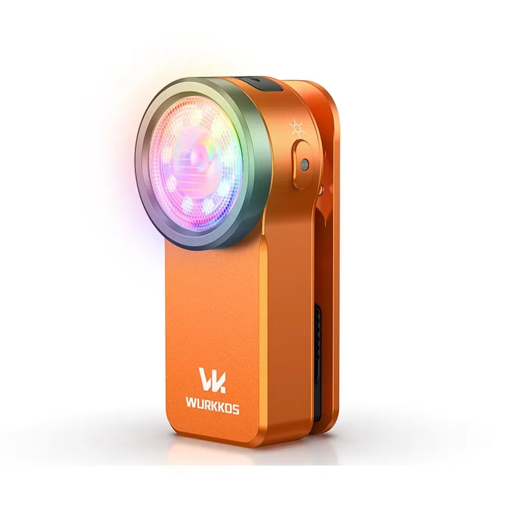 HD03 680LM Mini Clip Light USB Rechargeable Pocket Flashlight Spotlight/Floodlight Portable RGB Torch with Magnet
