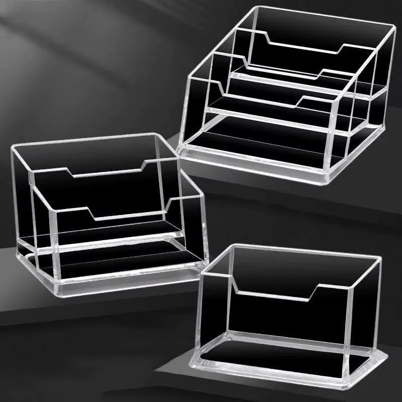 1Pcs Clear Desk Shelf Box Storage Display Stand Acrylic Plastic Transparent Desktop Bussiness Card Holder Place Card Holder