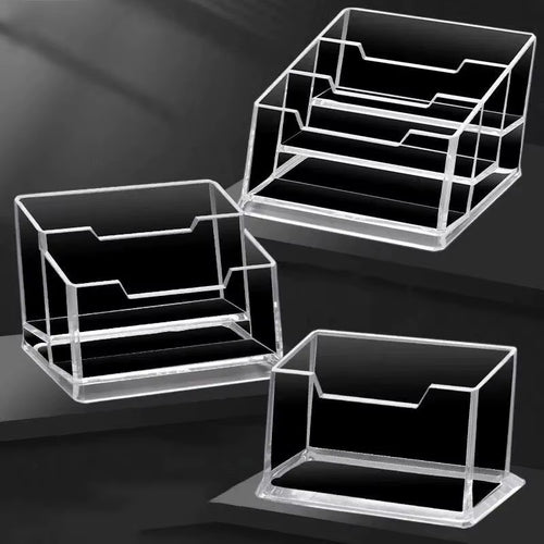 1Pcs Clear Desk Shelf Box Storage Display Stand Acrylic Plastic Transparent Desktop Bussiness Card Holder Place Card Holder