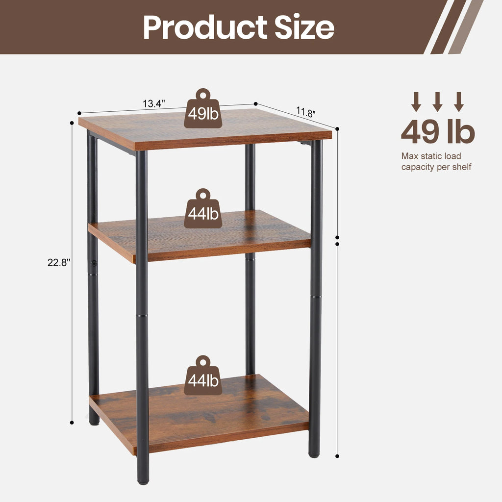 2/3-Tier End Table Side Tables with Adjustable Feet Small Nightstand Steel Frame Space-Saving for Bedroom Living Room Office