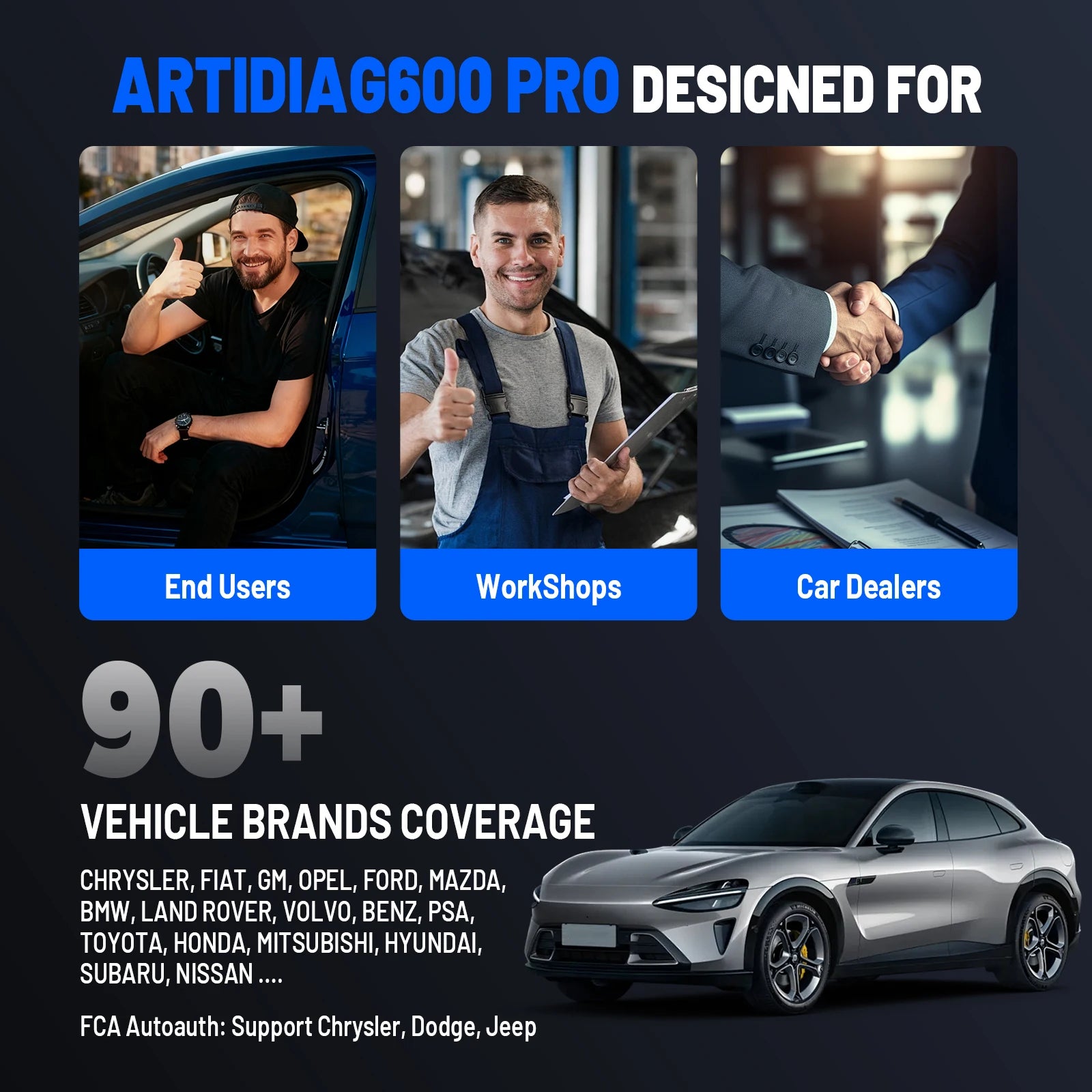 AD600PRO OBD2 Scanner Professional Car Diagnostic Tool Full System Code Reader 9 Reset Service Oil/Sas/Abs Lifetime Free