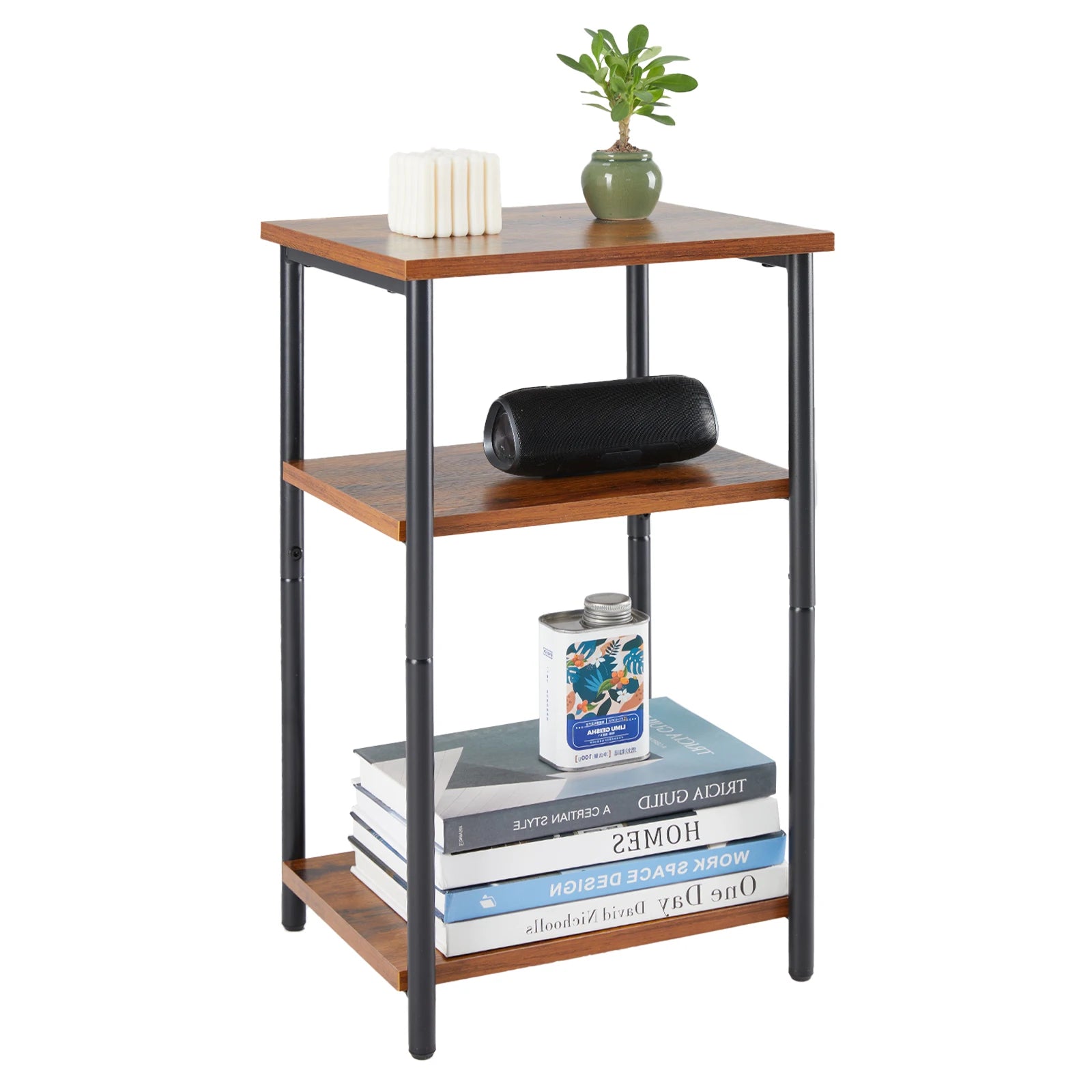 2/3-Tier End Table Side Tables with Adjustable Feet Small Nightstand Steel Frame Space-Saving for Bedroom Living Room Office