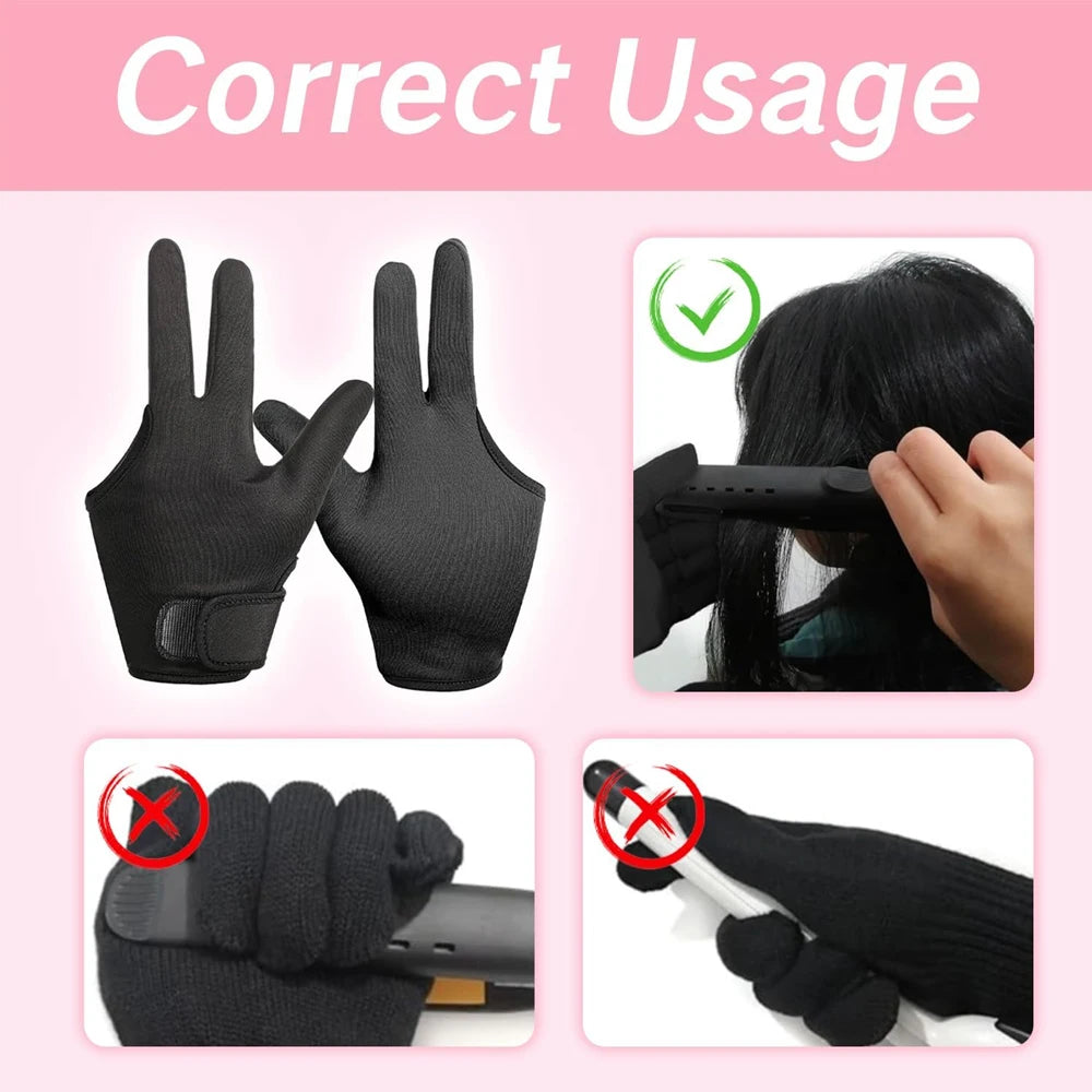 1Pcs Heat Resistant Gloves for Hair Styling Curling Wand Glove 3 Finger Barber Glove Reusable Hair Dye Heat Protector Gloves