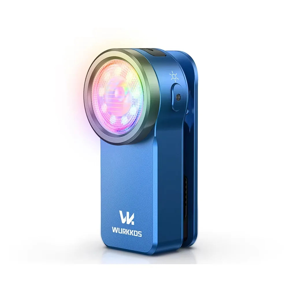 HD03 680LM Mini Clip Light USB Rechargeable Pocket Flashlight Spotlight/Floodlight Portable RGB Torch with Magnet