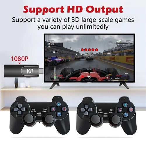 K8 Game Stick 64G 4K HD Video Game Console 40+Simulators Dual Wireless 2.4G Controller Retro Console 10000 Games for Kids Gift