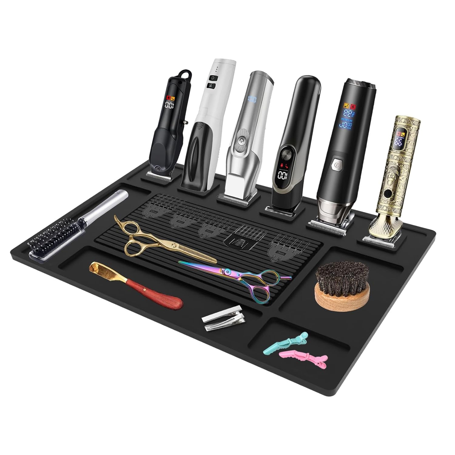 Magnetic Barber Mat for Clippers, 6 Magnet Tool Organizer for Grooming Stations